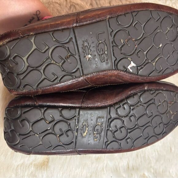 UGG Men's Dark Brown Leather Slip-Ons - Picture 4 of 9